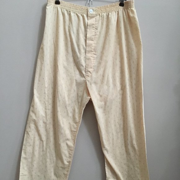 Vintage 2-Piece PJ/Pyjama Set - Light Buttercream Yellow with Brown Detailing - Picture 4 of 11